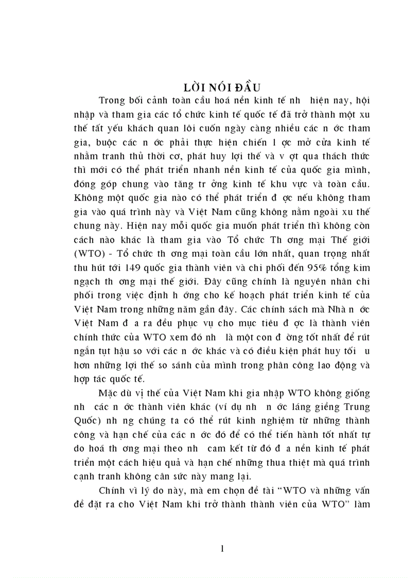 WTO và những vấn đề đặt ra cho Việt Nam khi trở thành thành viên của WTO 1