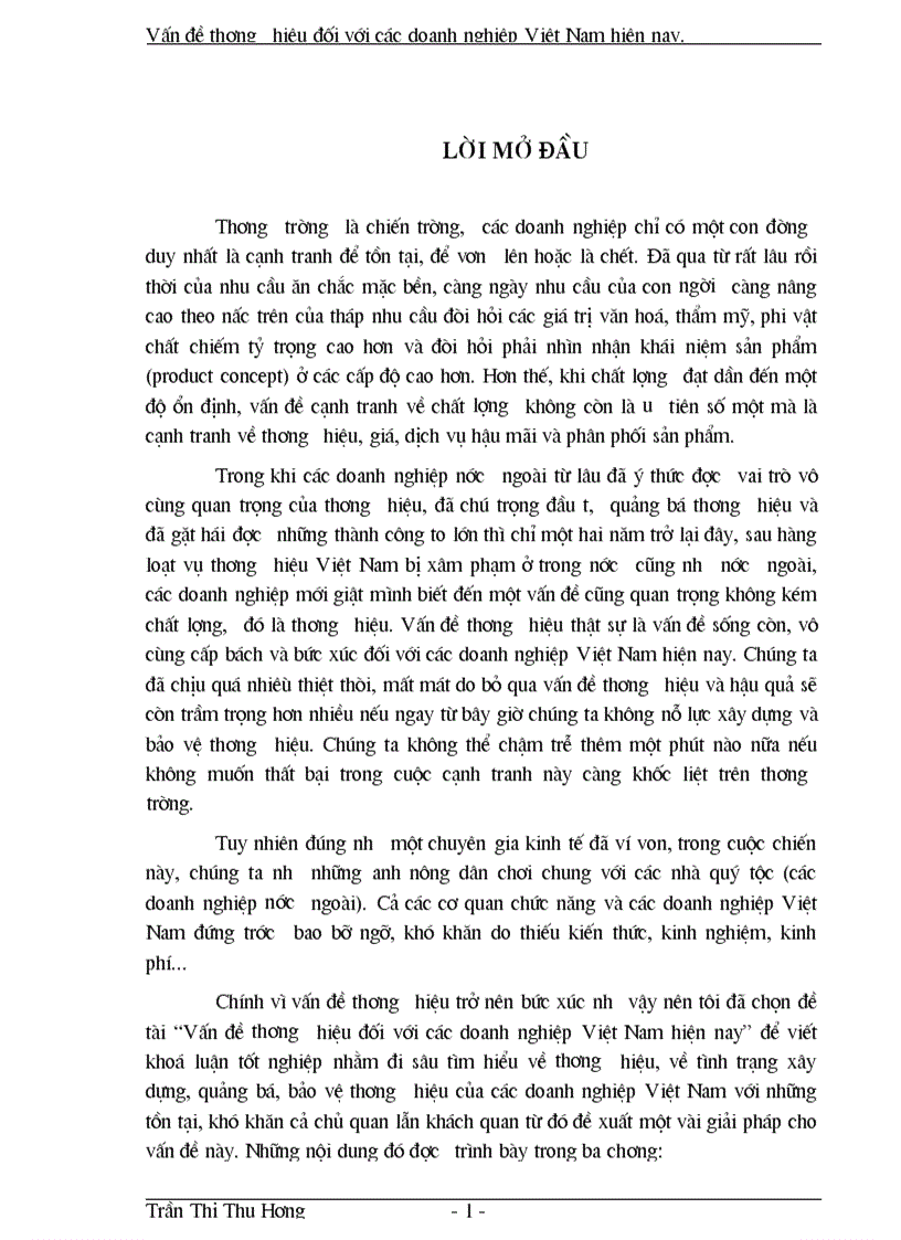 Vấn đề thương hiệu đối với các doanh nghiệp Việt Nam hiện nay 1