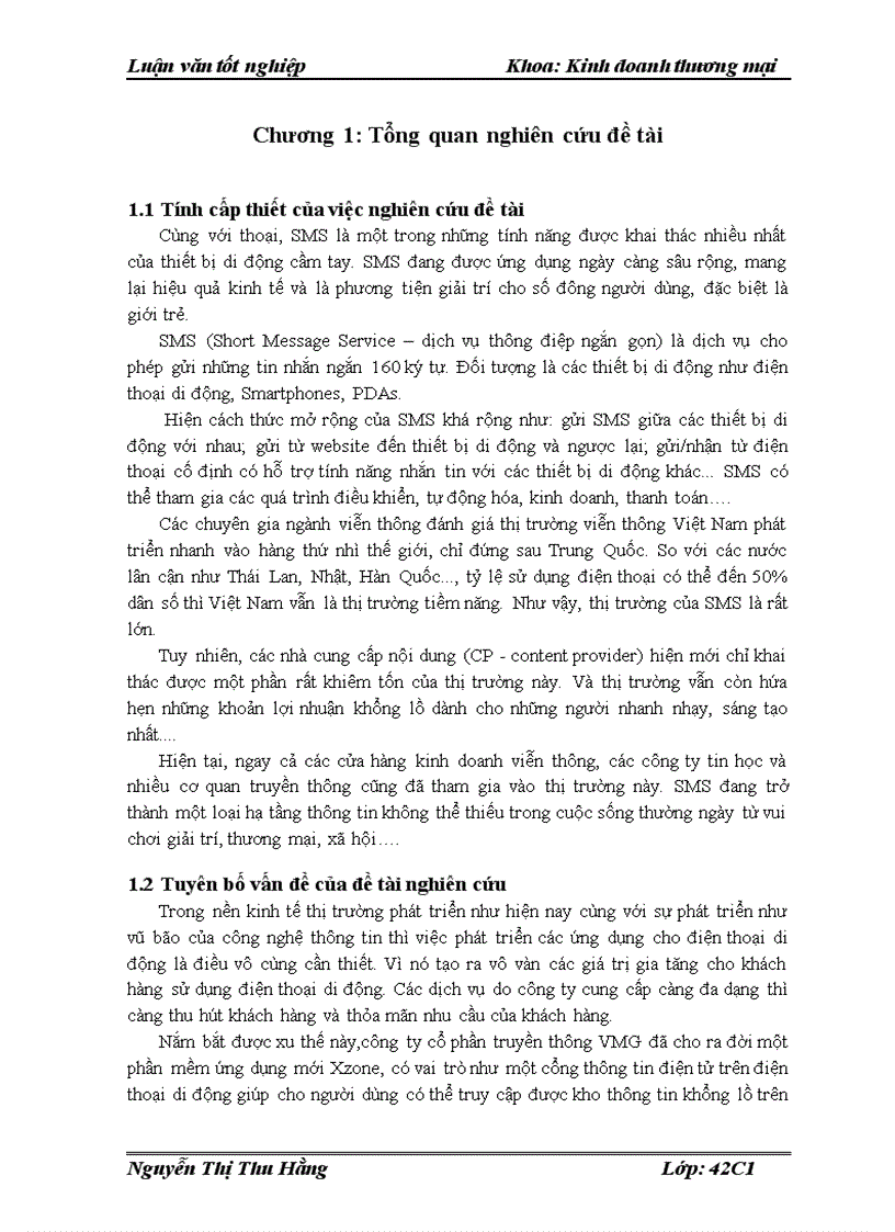 Giải pháp marketing nhằm phát triển thị trường dịch vụ tin nhắn SMS của công ty cổ phần truyền thông VMG