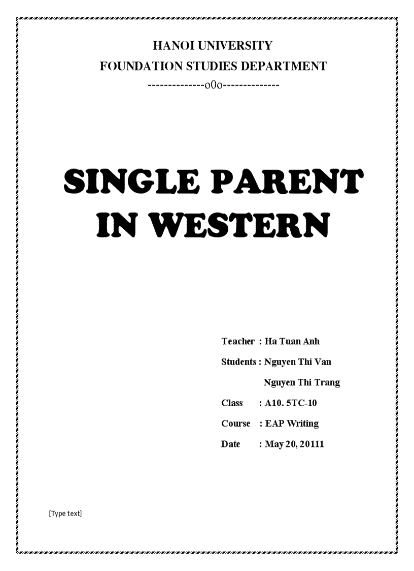 Single parent In Western
