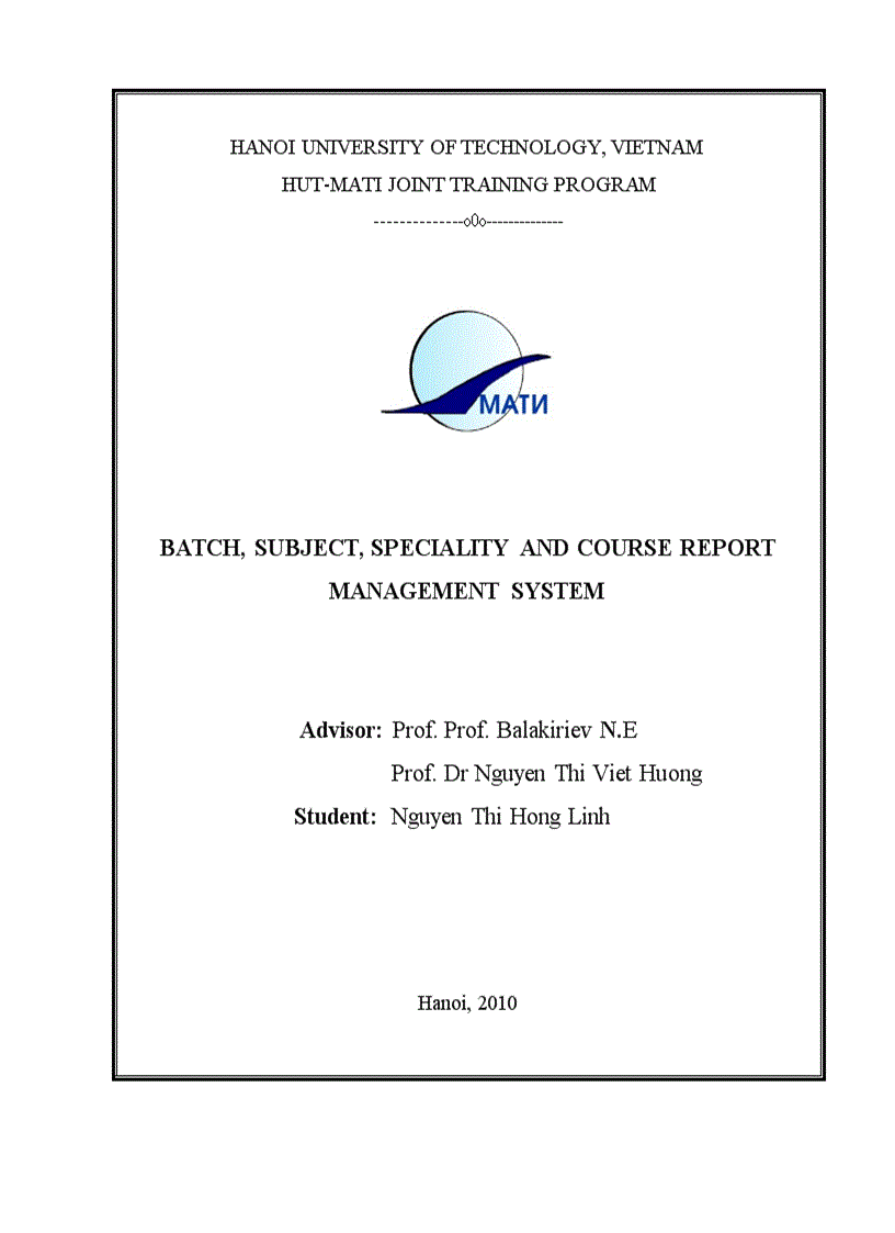 Batch subject speciality and course report management system 1