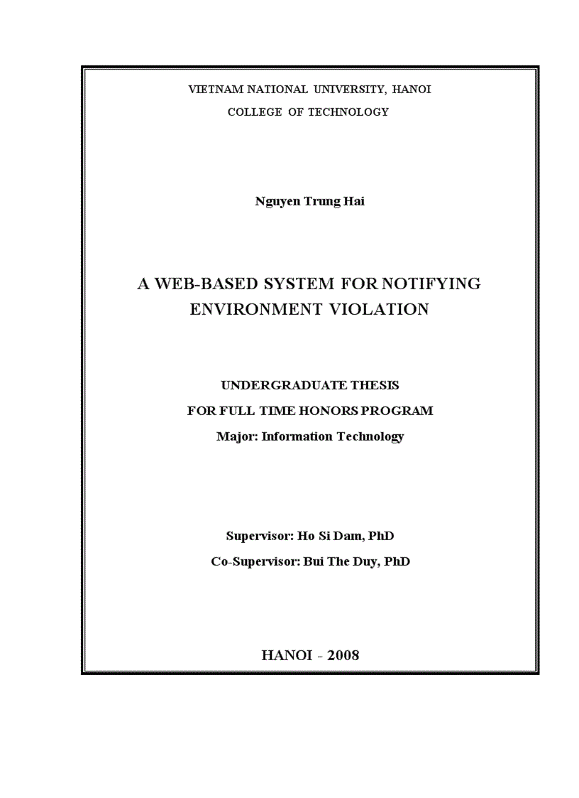 AWeb based system for notifying environment violation 1