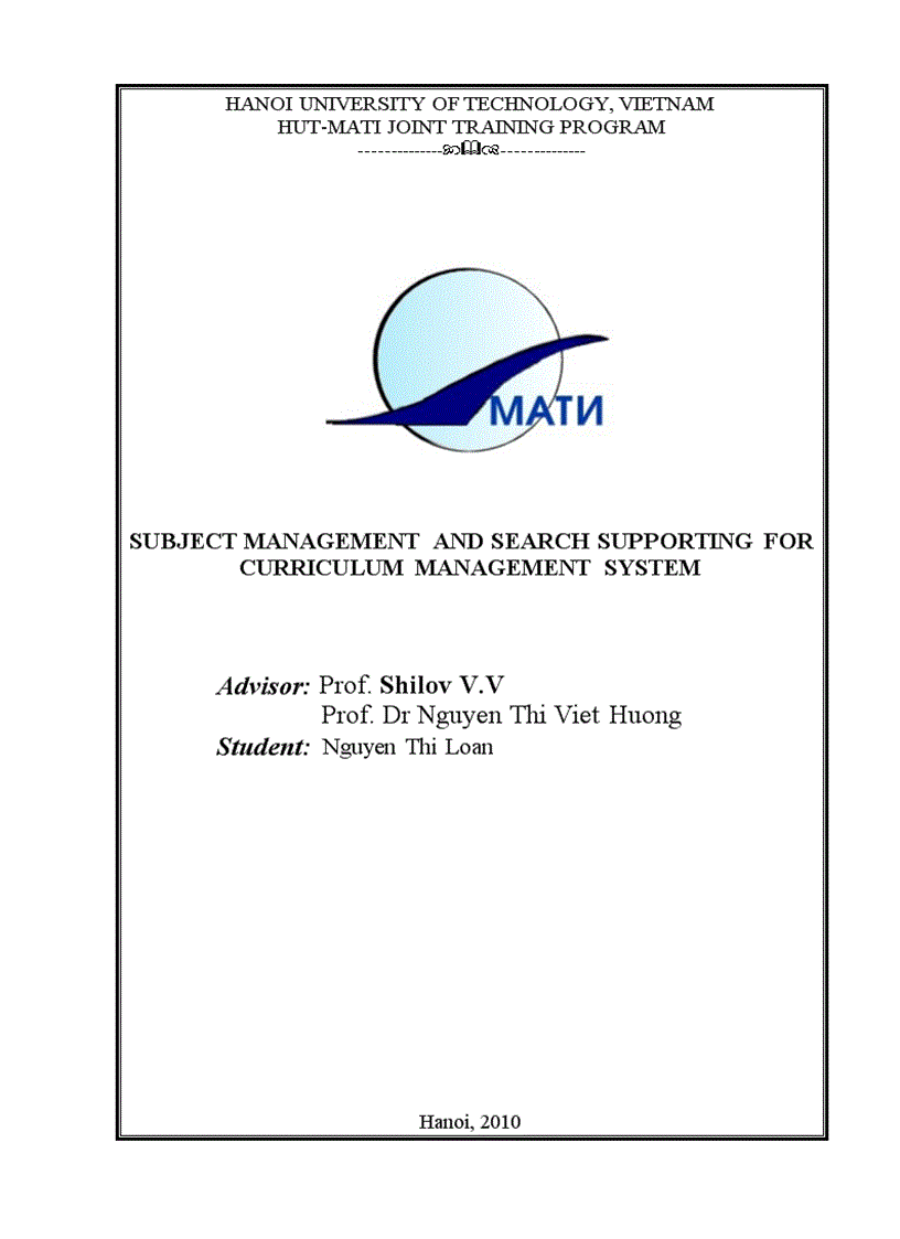 Subject management and search supporting for curriculum management system 1