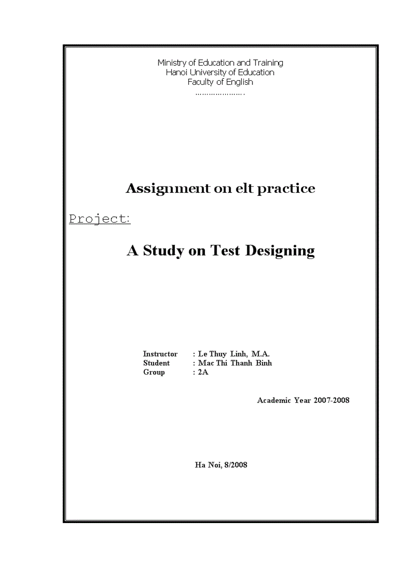 AStudy on Test Designing