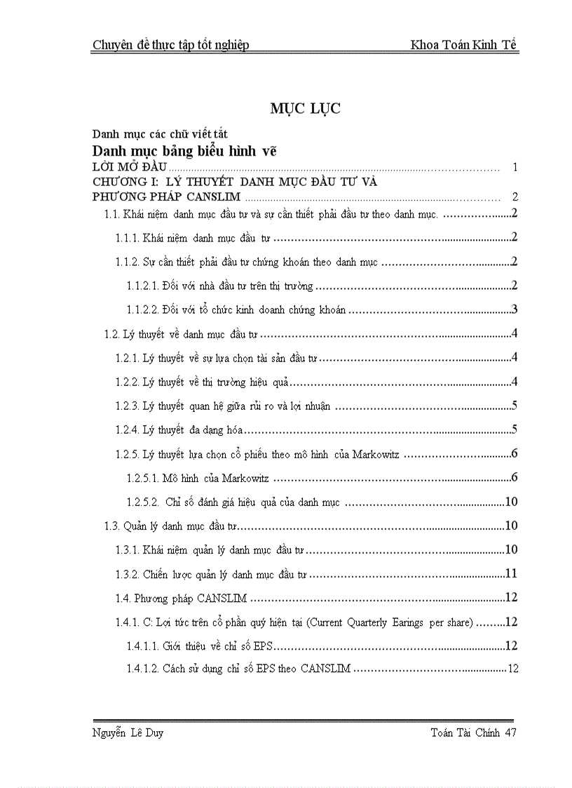 Lập và quản lý danh mục đầu tư theo phương pháp CANSLIM