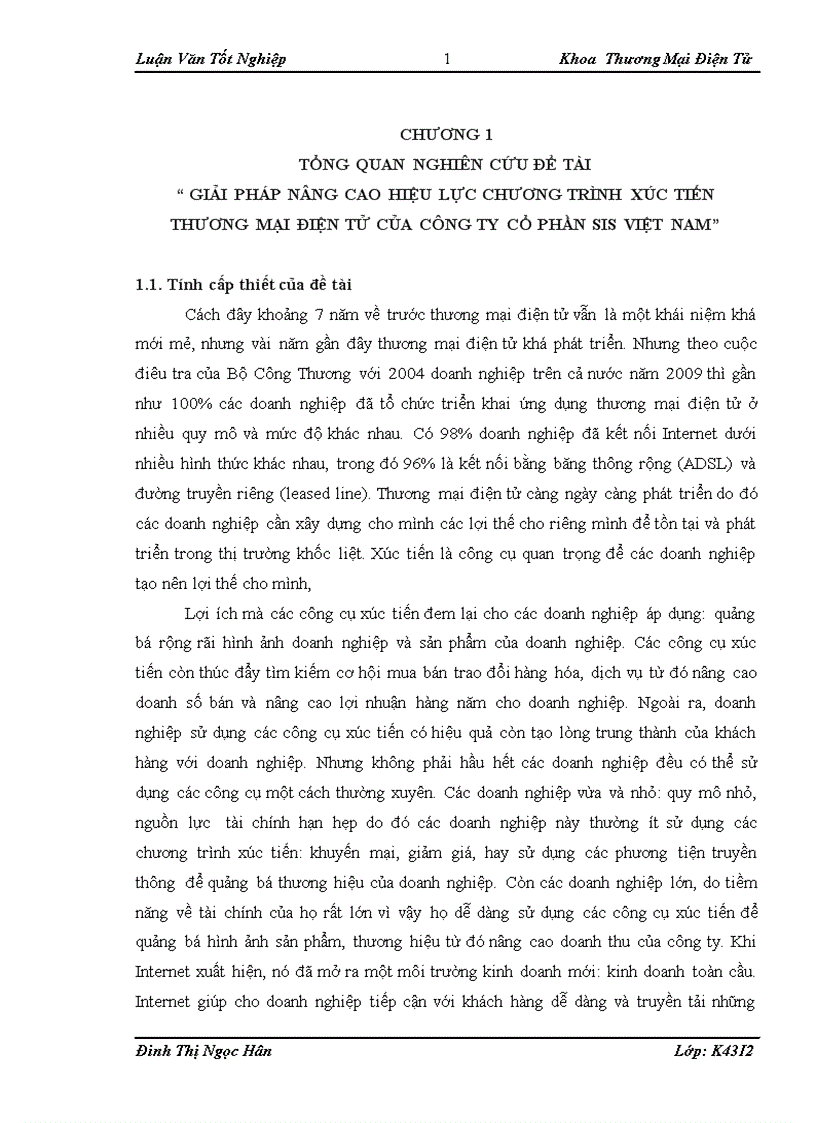 Giải pháp nâng cao hiệu lực chương trình xúc tiến thương mại điện tử của công ty cổ phần sis việt nam