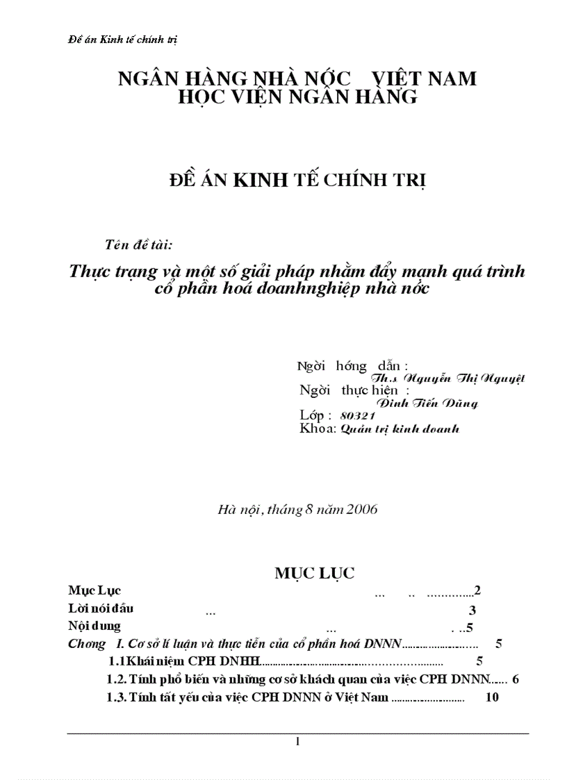 Thực trạng và một số giải pháp nhằm đẩy mạnh quá trình cổ phần hoá doanhnghiệp nhà nước