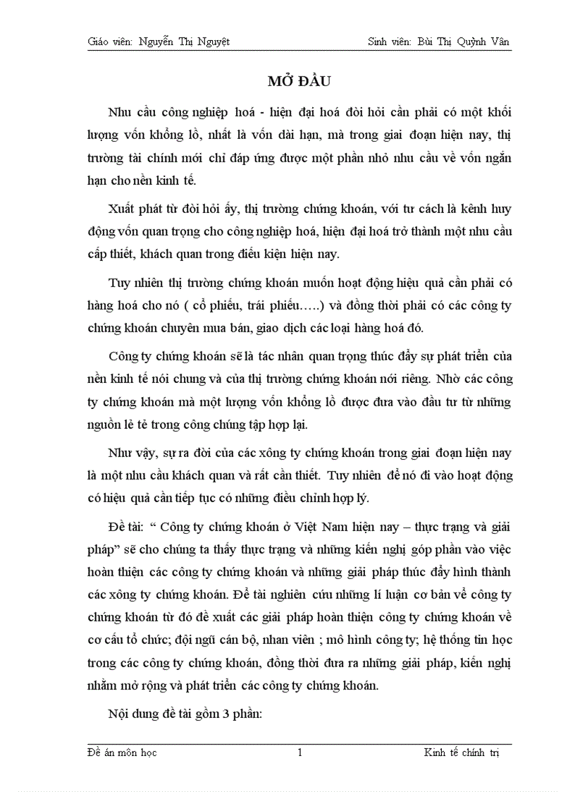 Công ty chứng khoán ở Việt Nam hiện nay thực trạng và giải pháp làm thế nào để hoàn thiện và phát triển