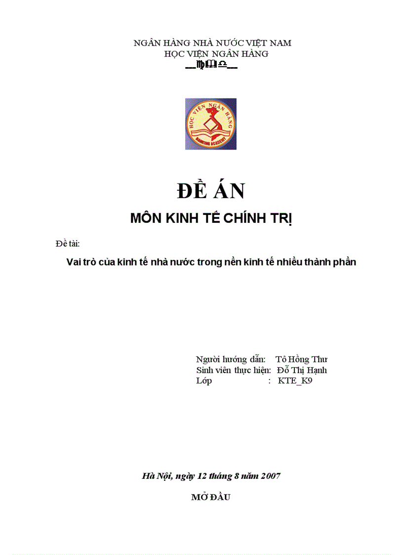 Vai trò của kinh tế nhà nước trong nền kinh tế nhiều thành phần 1