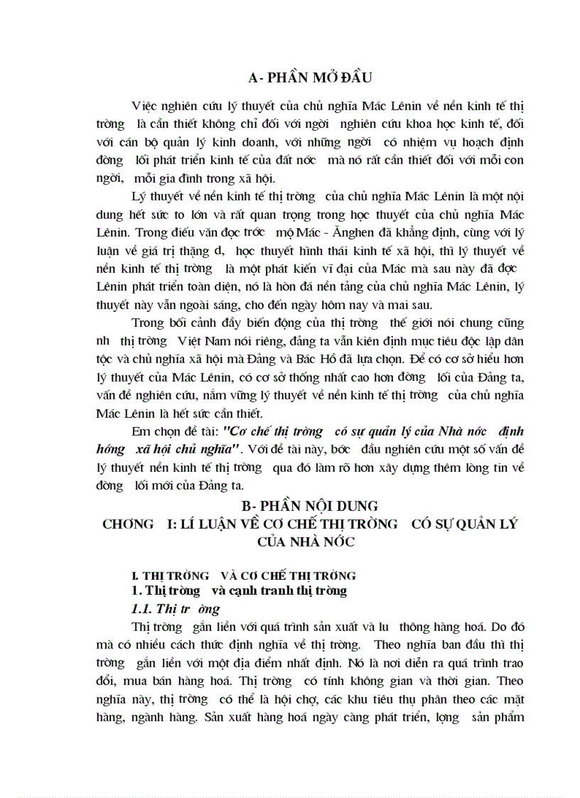Cơ chế thị trường có sự quản lý của Nhà nước định hướng xã hội chủ nghĩa