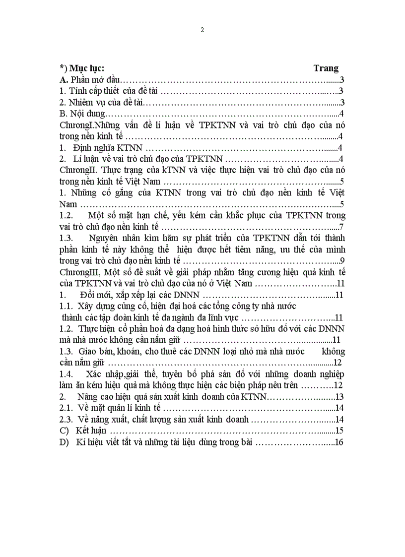 Một số đề xuất về giải pháp nhằm tăng cương hiệu quả kinh tế của TPKTNN và vai trò chủ đạo của nó ở Việt Nam
