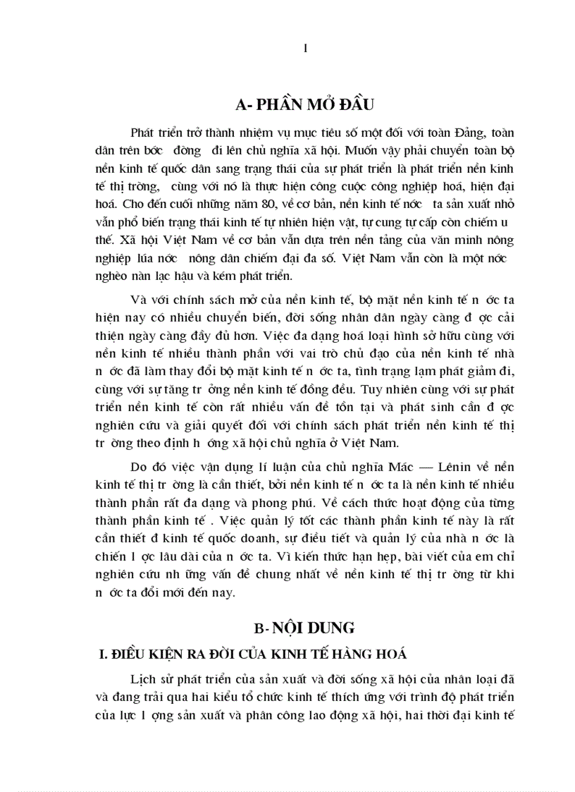 Sự vận dụng lí thuyết kinh tế thị trường ở Việt Nam