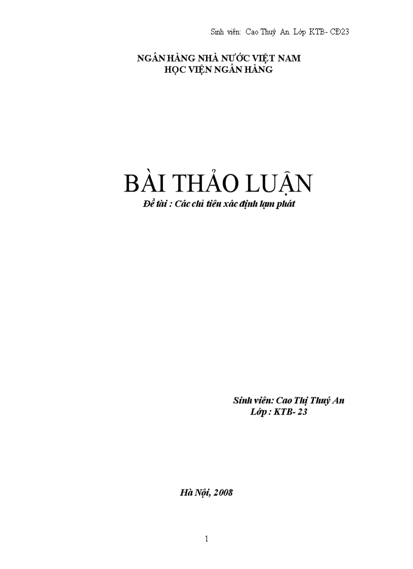 Các chỉ tiêu xác định lạm phát 1