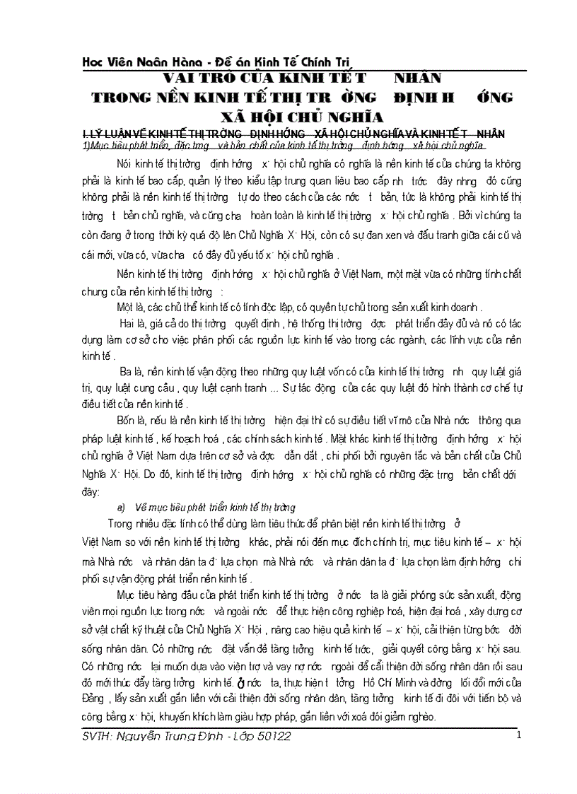 Vai trò của kinh tế tươ nhân trong nền kinh tế thị trơường định hươớng xã hội chủ nghĩa 1