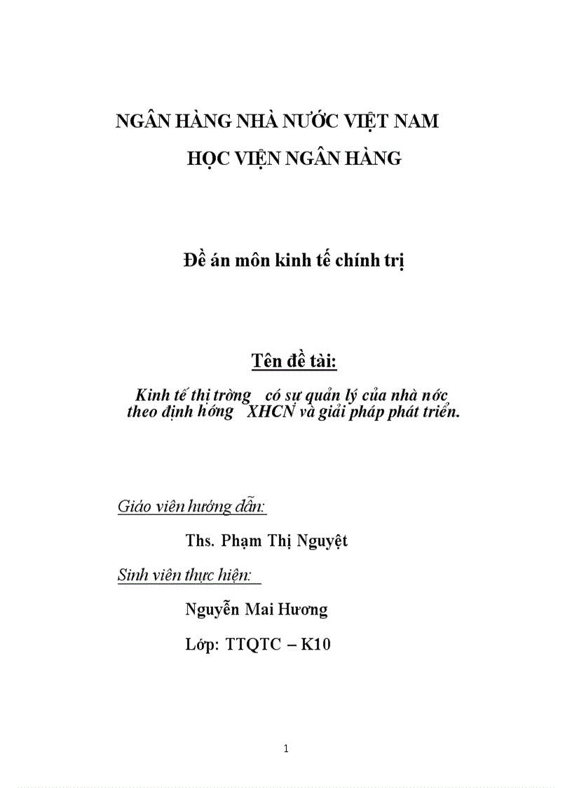 Kinh tế thị trường có sự quản lý của nhà nước theo định hướng XHCN và giải pháp phát triển