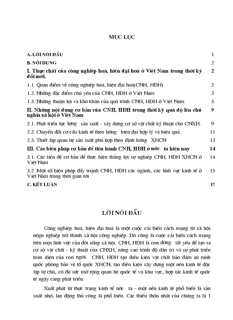 Nội dung cơ bản của CNH HĐH trong thời kỳ quá độ lên chủ nghĩa xã hội ở Việt Nam
