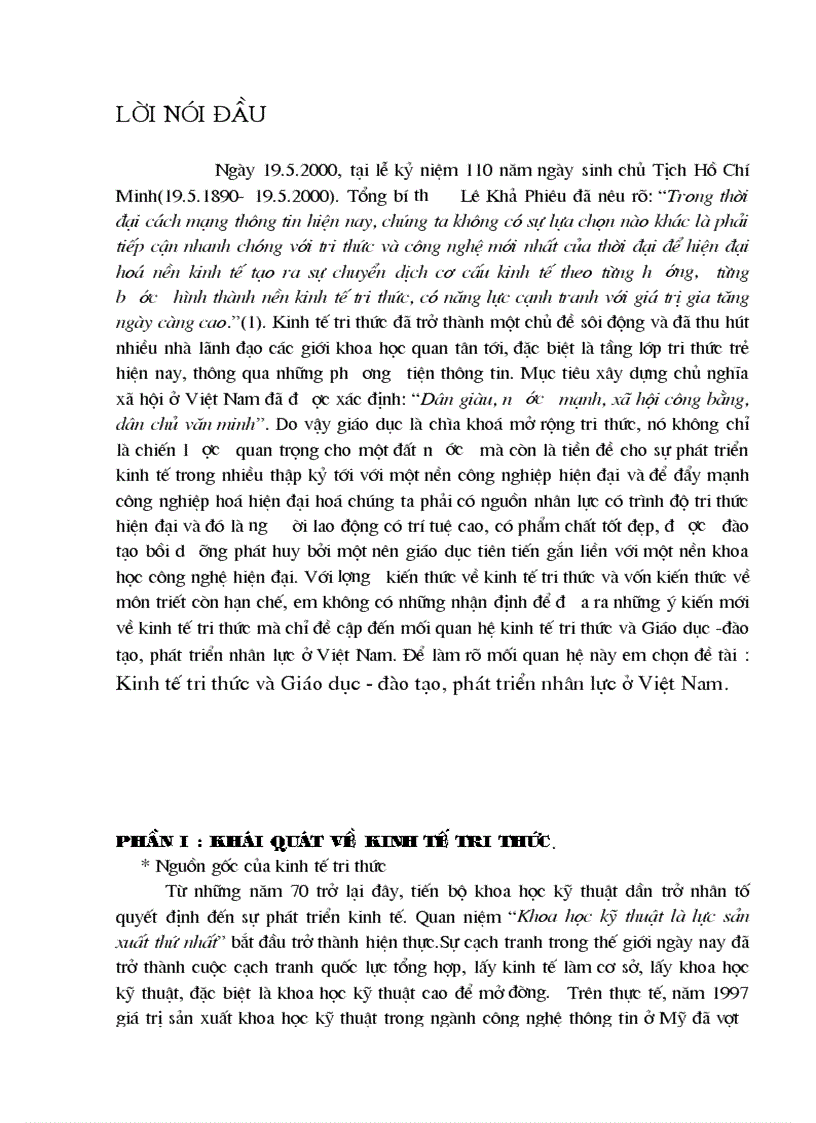 Kinh tế tri thức và Giáo dục đào tạo phát triển nhân lực ở Việt Nam 1