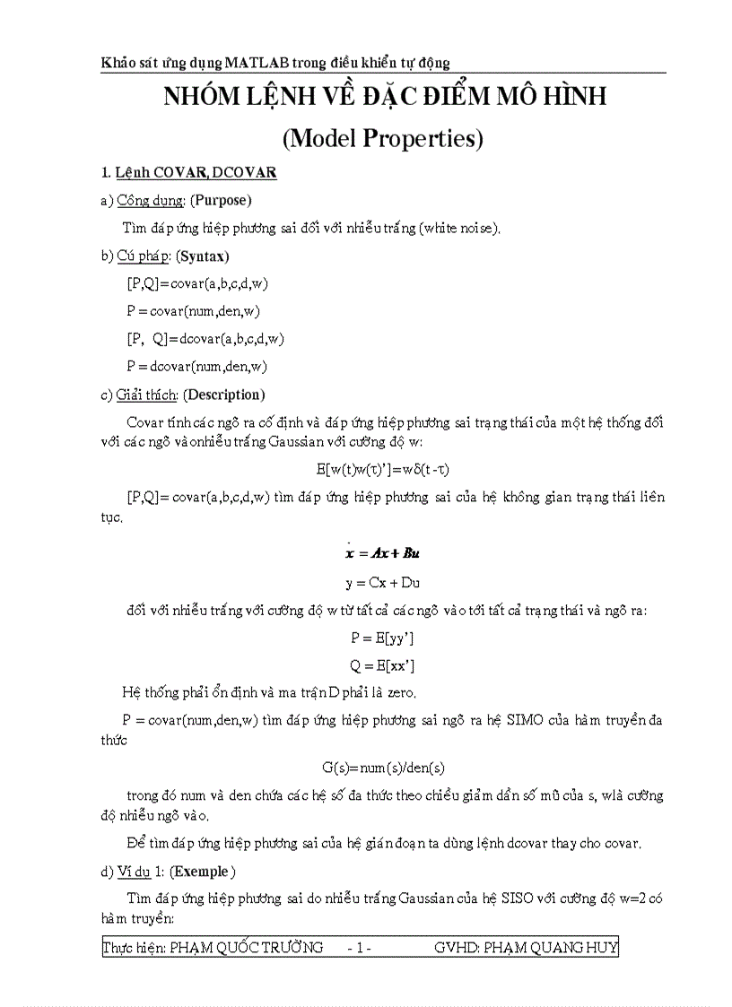 Khảo sát ứng dụng matlab 1