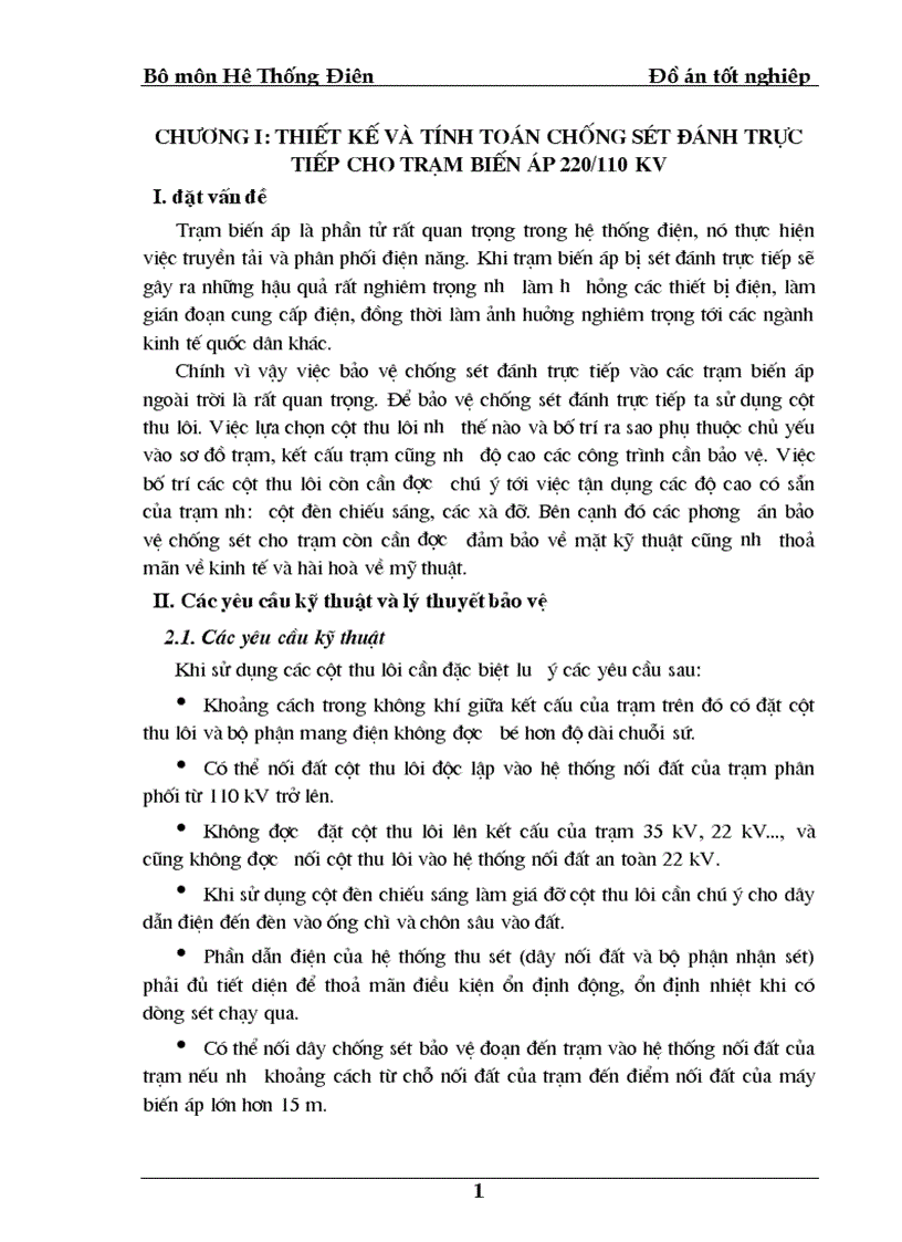 Thiết kế và tính toán chống sét đánh trực tiếp cho trạm biến áp 220 110 kv 1