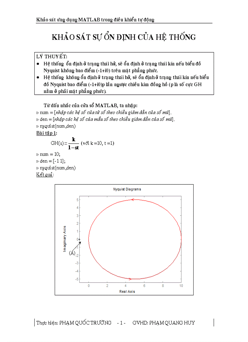 Khảo sát ứng dụng matlab