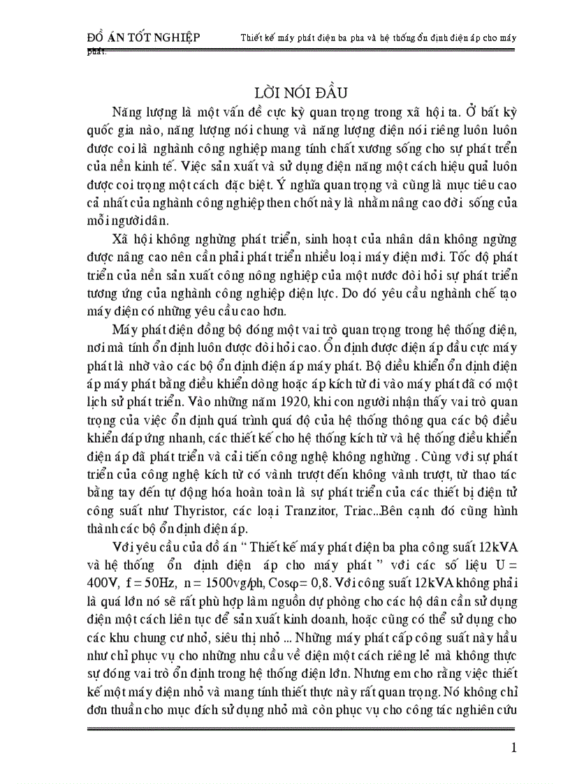 Thiết kế máy phát điện ba pha và hệ thống ổn định điện áp cho máy phát 1
