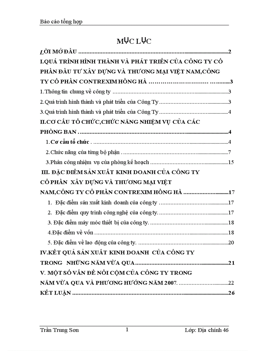 Báo cáo thực tập tại công ty cổ phần đầu tư xây dựng và thương mại việt nam công ty cổ phần contrexim Hồng Hà