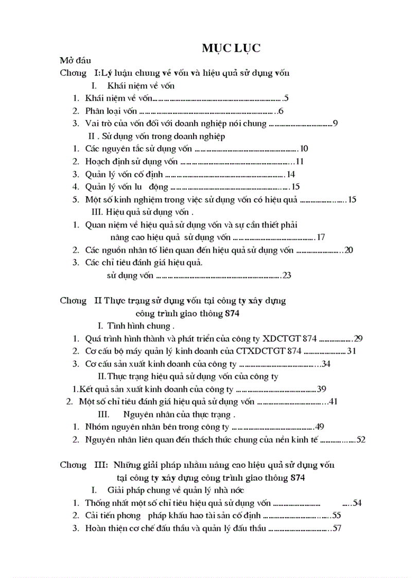 Một số biện pháp nhằm nâng cao hiệu quả sử dụng vốn ở công ty xây dựng công trình giao thông 874