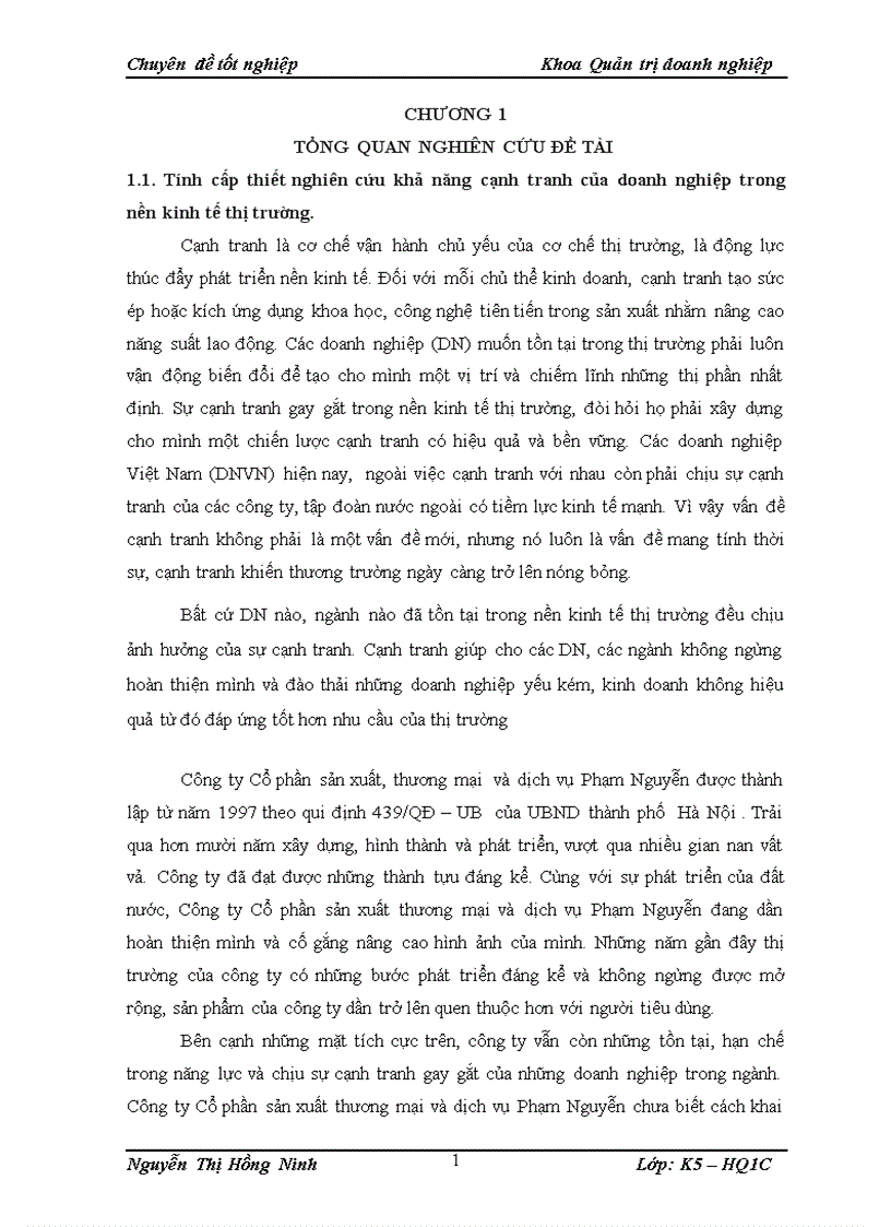 Nâng cao năng lực cạnh tranh của Công ty Cổ phần sản xuất thương mại và dịch vụ Phạm Nguyên 1