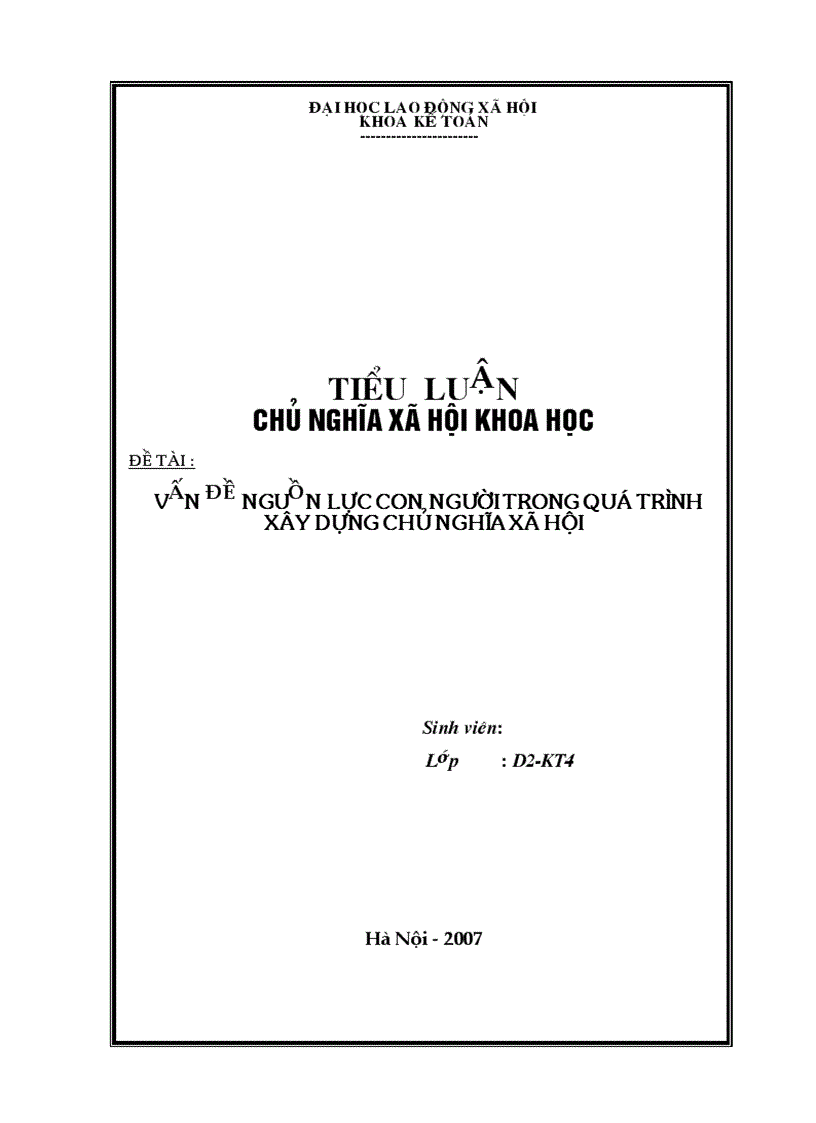 Vấn đề nguồn lực con người trong quá trình xây dựng chủ nghĩa xã hội