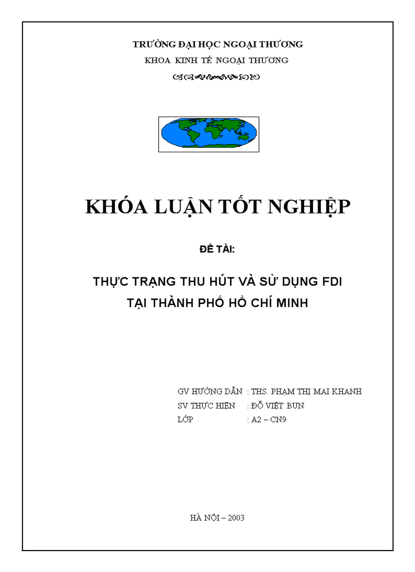 Thực trạng thu hút và sử dụng fdi tại thành phố hồ chí minh