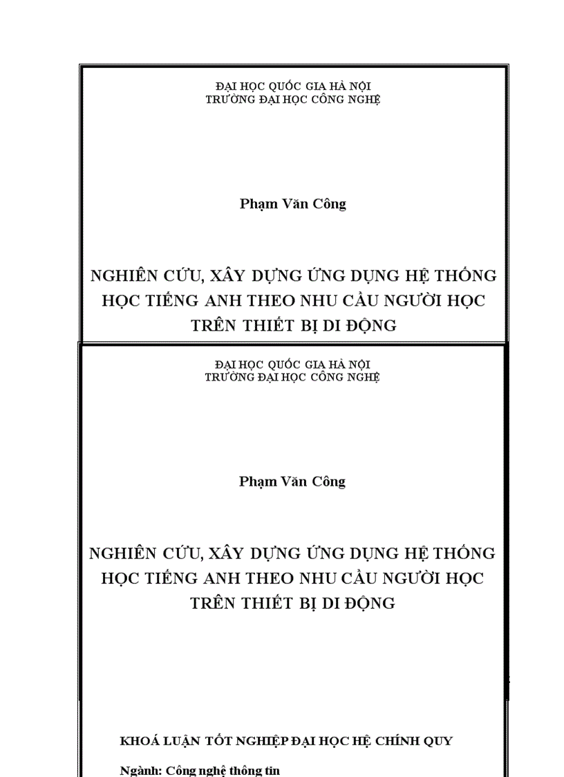 Nghiên cứu xây dựng ứng dụng hệ thống học tiếng anh theo nhu cầu người học trên thiết bị di động