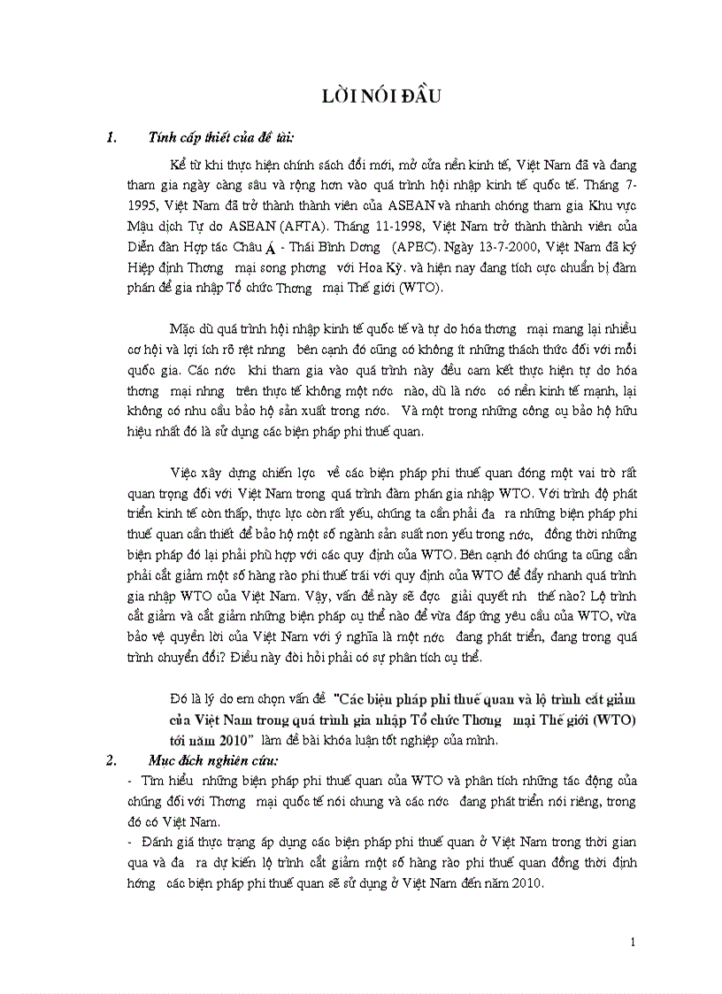 Các biện pháp phi thuế quan và lộ trình cắt giảm của Việt Nam trong quá trình gia nhập Tổ chức Thương mại Thế giới WTO tới năm 2010