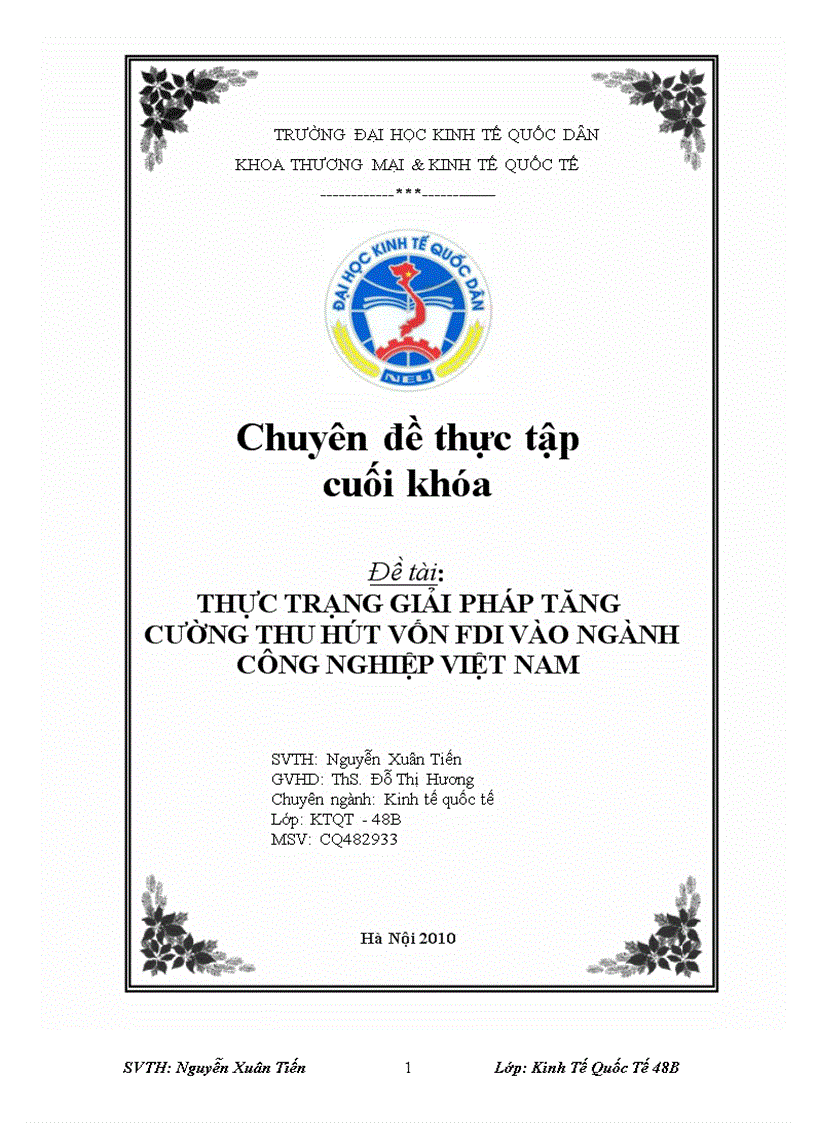 Thực trạng giải pháp tăng cường thu hút Đầu tư trực tiếp nước ngoài vào ngành công nghiệp Việt Nam Định hướng đến năm 2020 1