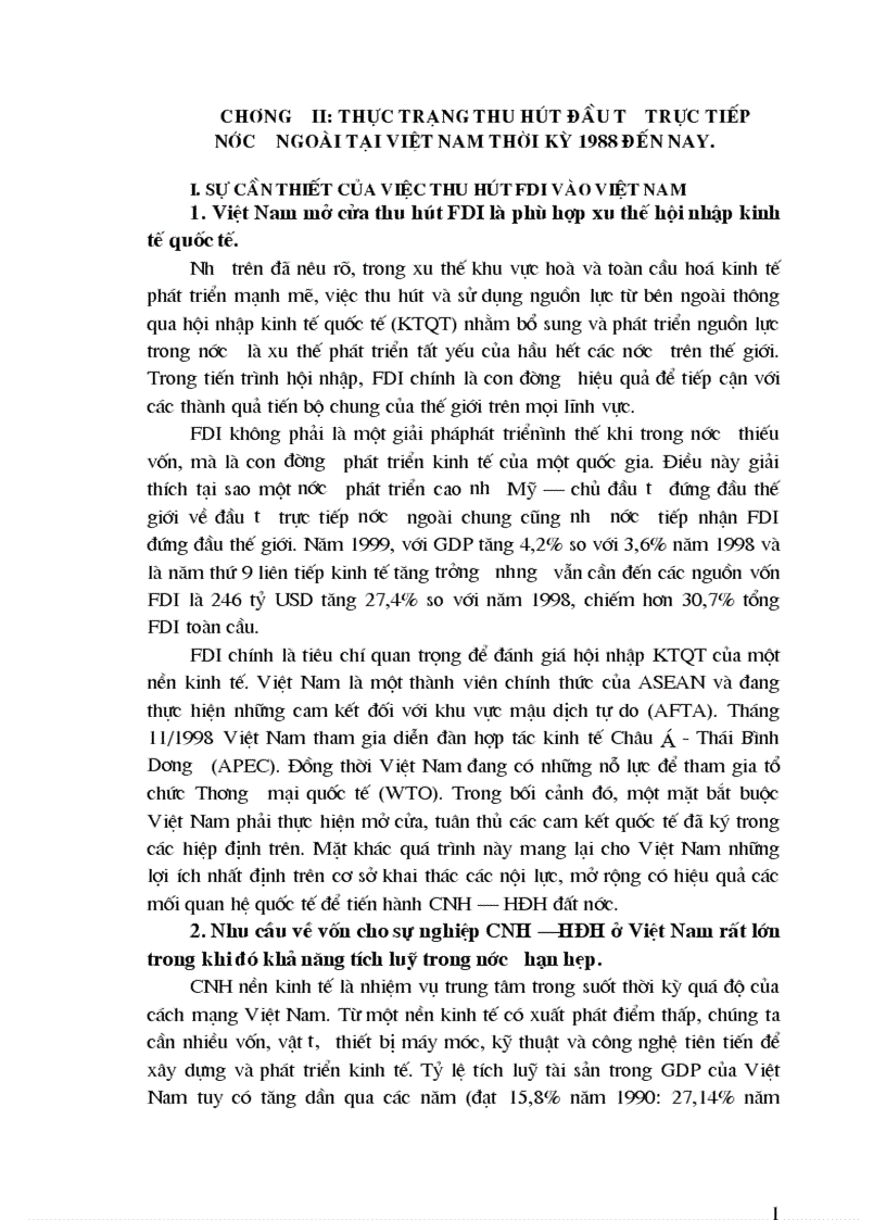 Thực trạng thu hút đầu tư trực tiếp nước ngoài tại Việt Nam thời kỳ 1988 đến nay