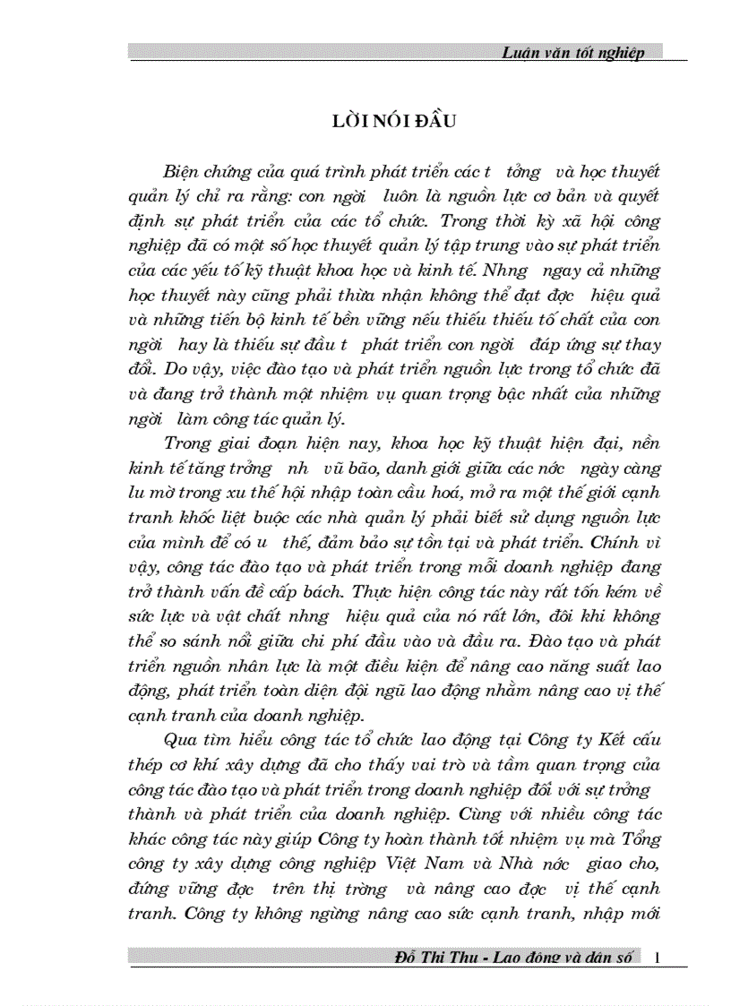 Thực trạng công tác đào tạo phát triển của Công ty Kết cấu thép cơ khí xây dựng
