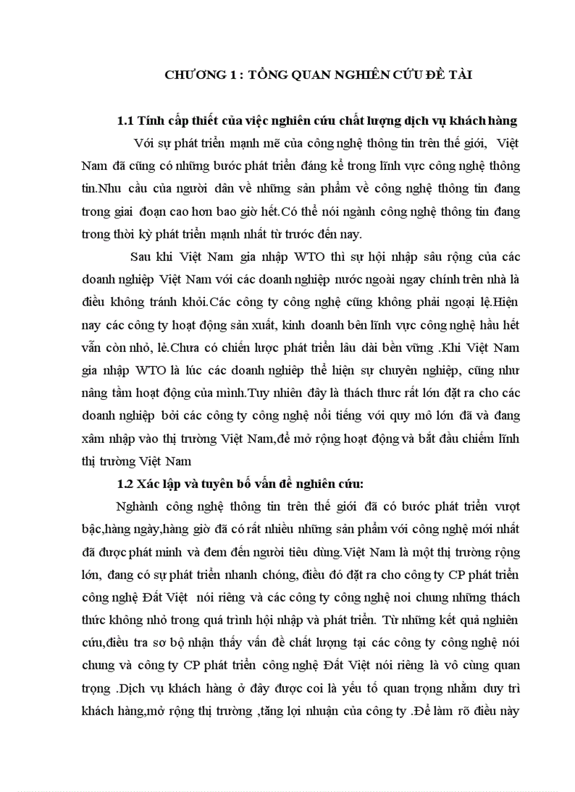 Giải pháp nâng cao chất lượng dịch vụ khách hàng của công ty cổ phần phát triển công nghệ Đất Việt 1