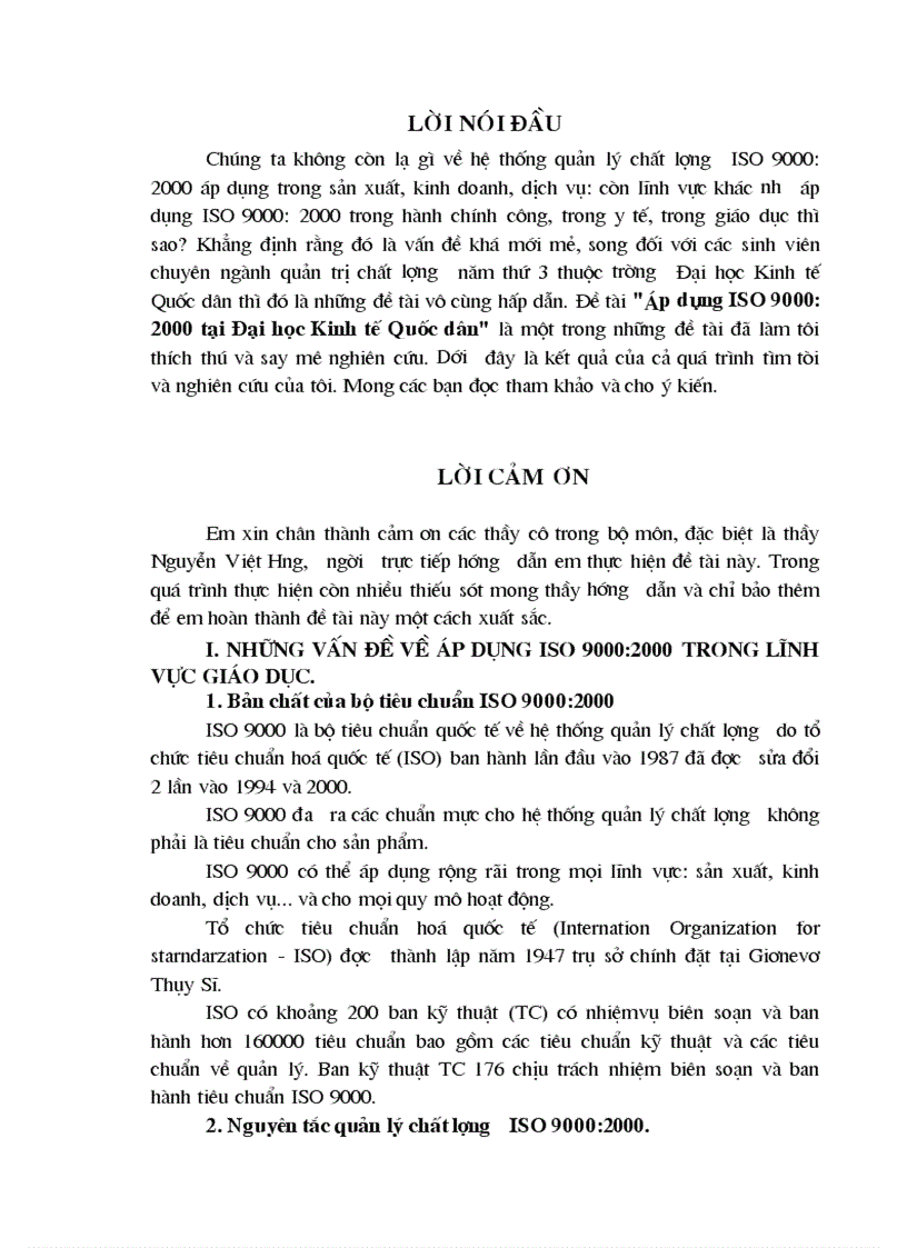 Áp dụng ISO 9000 2000 tại Đại học Kinh tế Quốc dân 1
