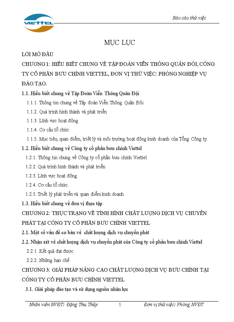 Giải pháp nâng cao chất lượng dịch vụ bưu chính tại công ty cổ phần bưu chính viettel