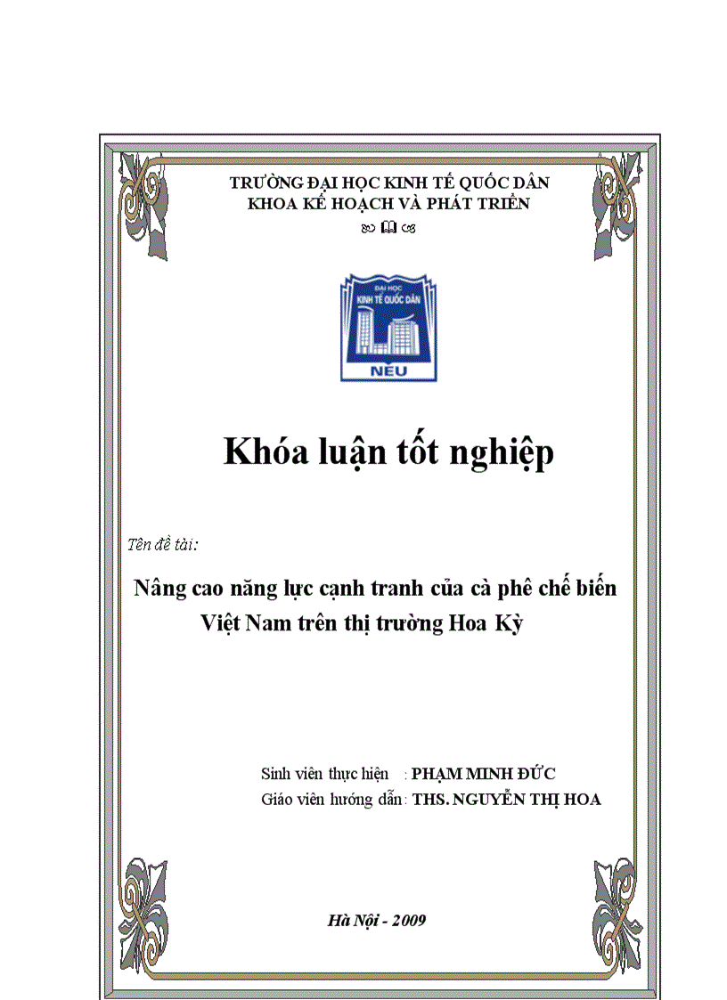 Nâng cao năng lực cạnh tranh của cà phê chế biến Việt Nam trên thị trường Hoa Kỳ 1