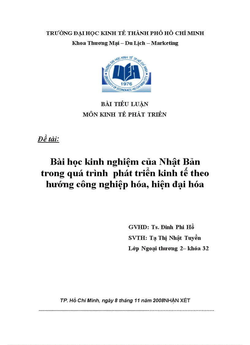 Bài học kinh nghiệm của Nhật Bản trong quá trình phát triển kinh tế theo hướng công nghiệp hóa hiện đại hóa