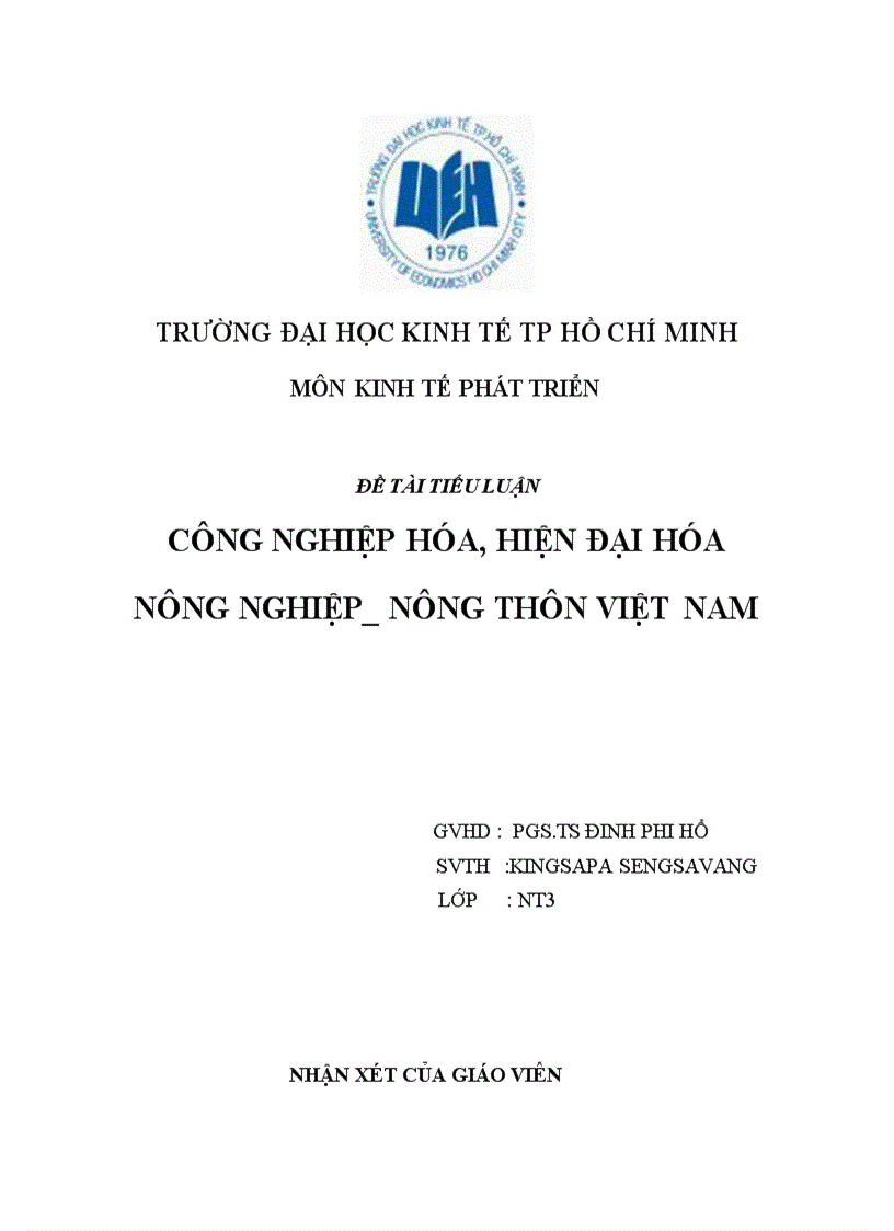 Công nghiệp hóa hiện đại hóa nông nghiệp nông thôn việt nam