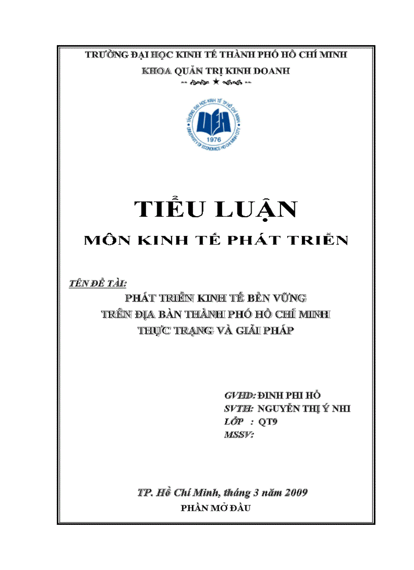 Phát triển kinh tế bền vững trên địa bàn thành phố Hồ Chí Minh Thực trạng và giải pháp