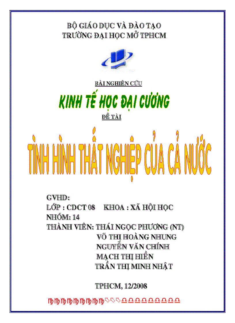 Tình hinh hình thất nghiệp của các nước