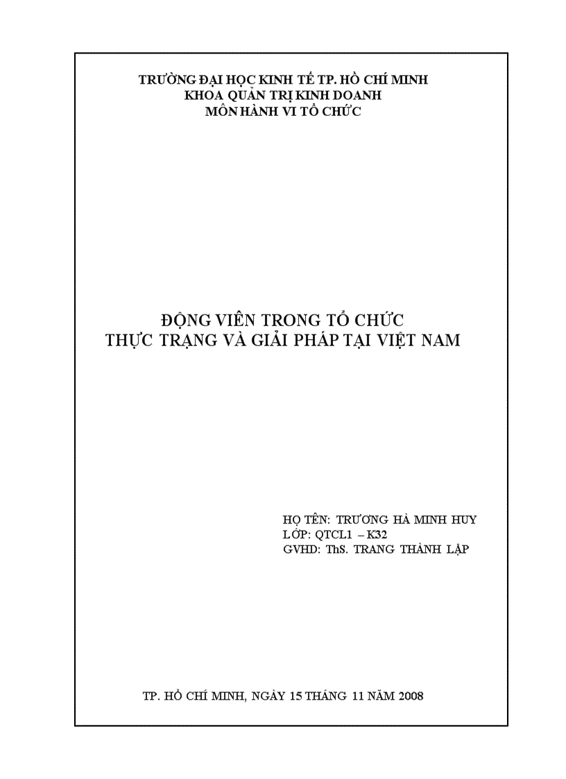 Động viên trong tổ chức thực trạng và giải pháp tại việt nam