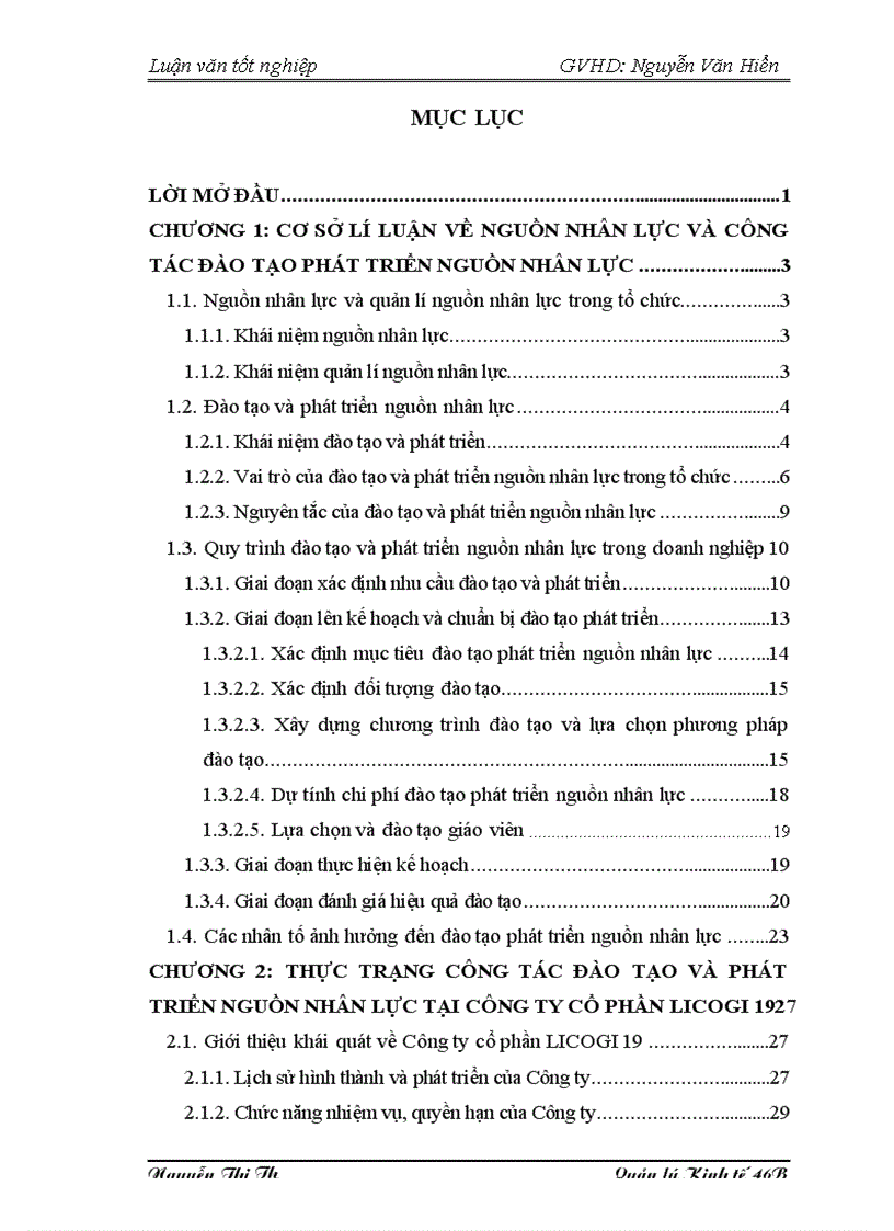 Hoàn thiện công tác đào tạo và phát triển nguồn nhân lực tại Công ty cổ phần LICOGI 19 1