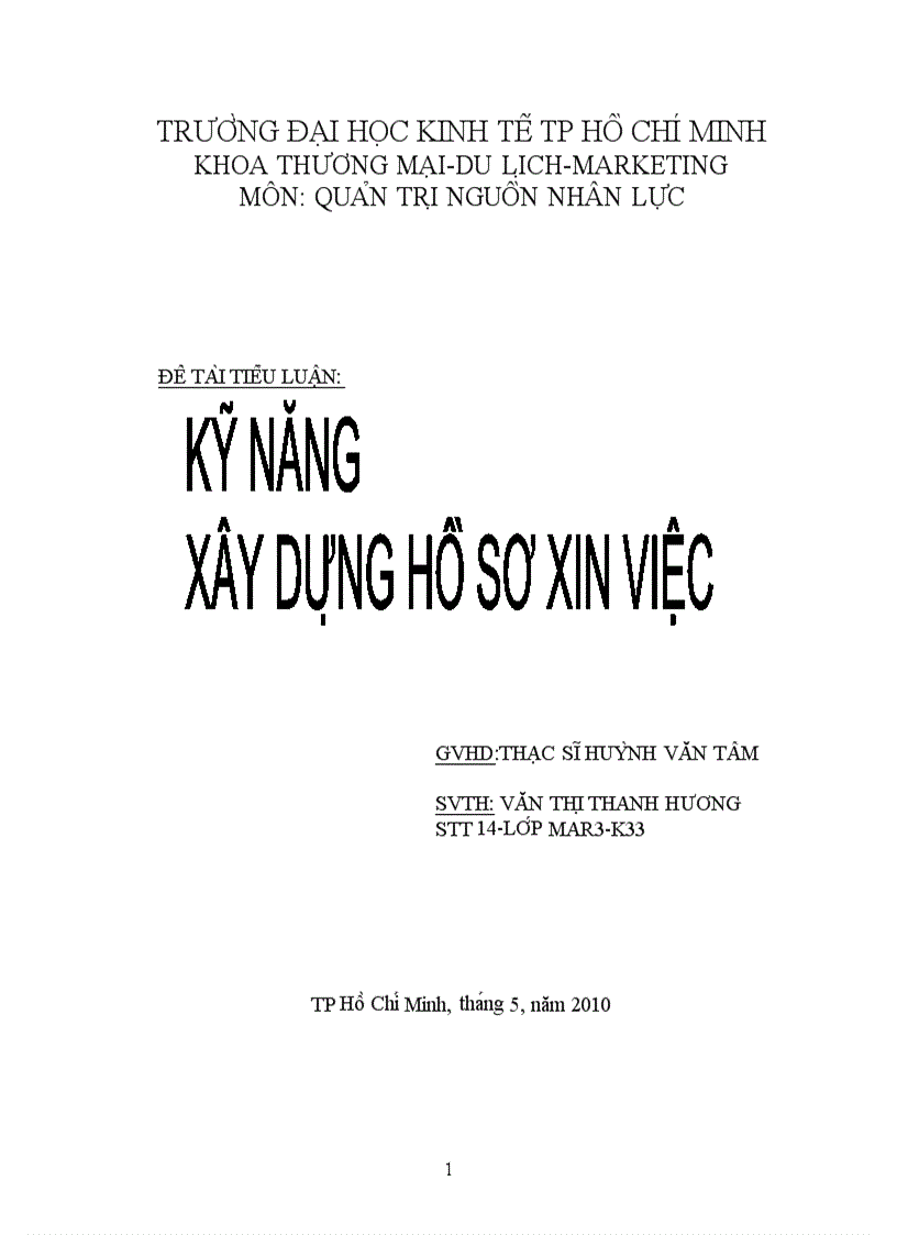 Kỹ năng xây dựng hồ sơ xin việc