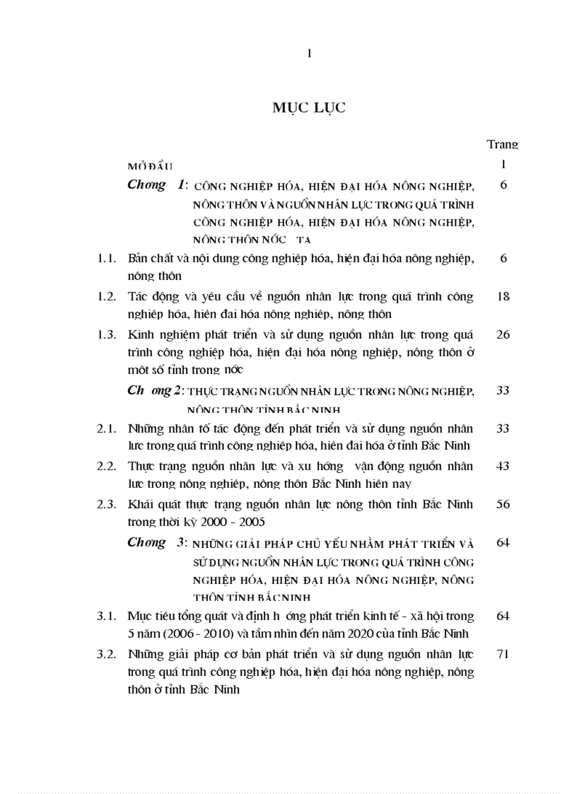 Nguồn nhân lực trong quá trình công nghiệp hóa hiện đại hóa nông nghiệp nông thôn ở tỉnh Bắc Ninh 1