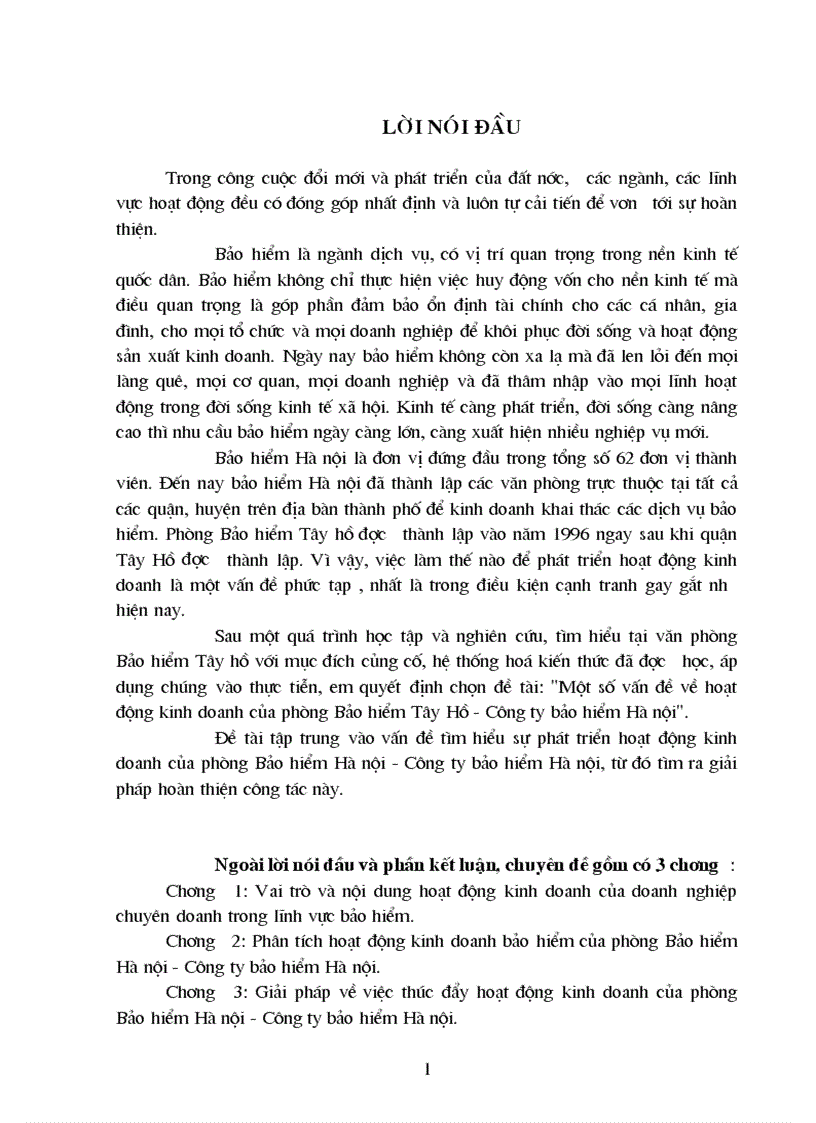 Giải pháp về việc thúc đẩy hoạt động kinh doanh của phòng Bảo hiểm Hà nội Công ty bảo hiểm Hà nội