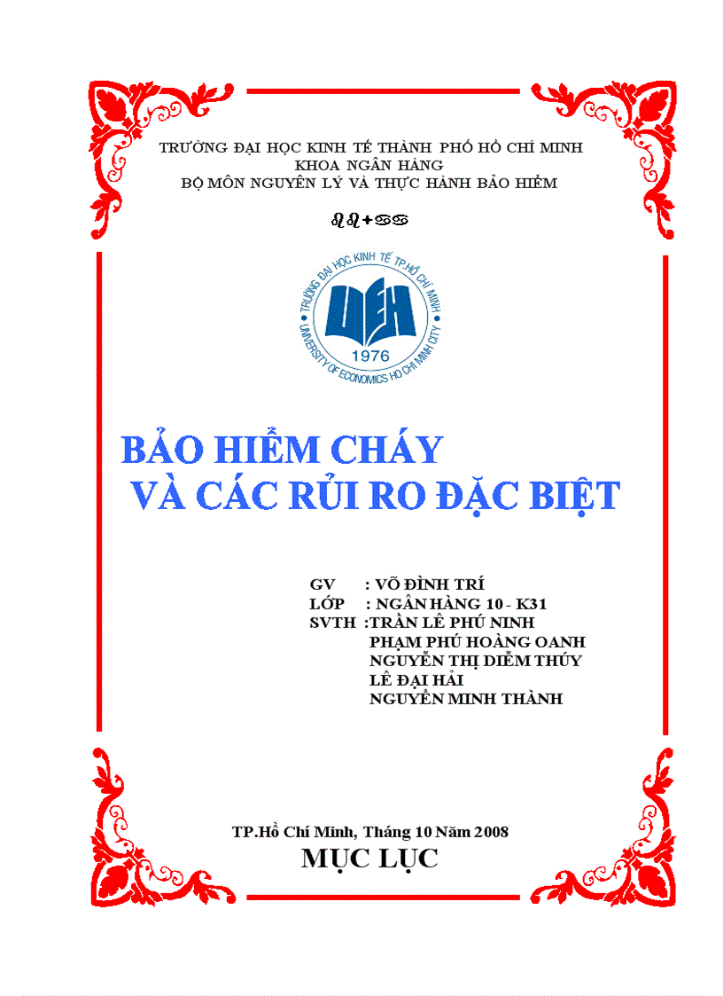 Bảo hiểm cháy và các rủi ro đặc biệt