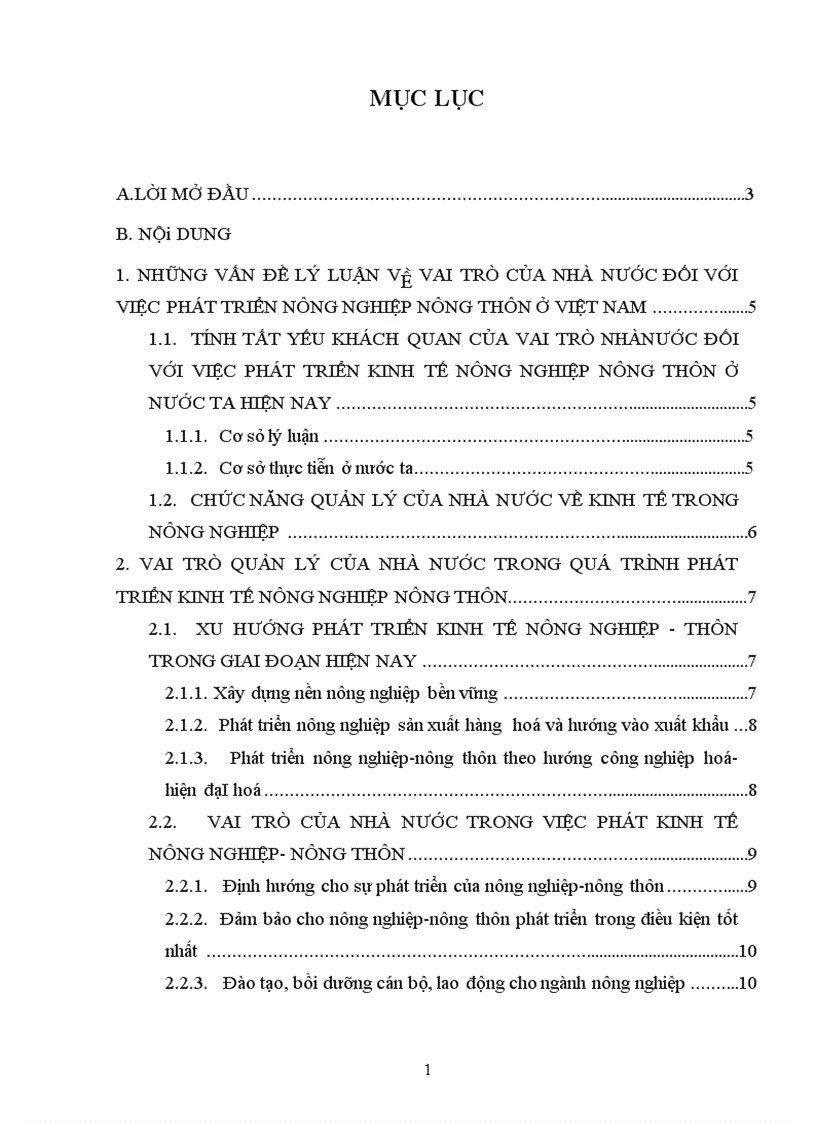 Vai trò của nhà nước đối với việc phát triển kinh tế nông nghiệp nông thôn ở Việt Nam 1